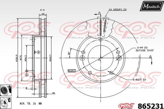 Maxtech 70160034 - Комплект направляющей гильзы, тормозной поршень autospares.lv