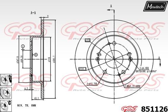 Maxtech 70160031 - Комплект направляющей гильзы, тормозной поршень autospares.lv