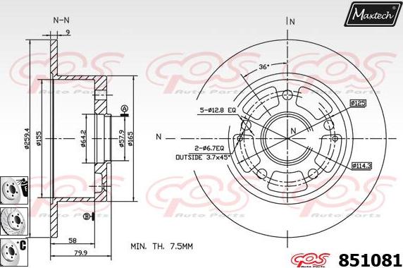 Maxtech 865523 - Тормозной диск autospares.lv