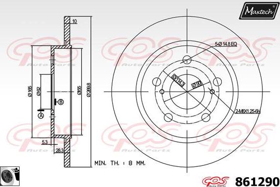 Maxtech 70160151 - Комплект направляющей гильзы, тормозной поршень autospares.lv