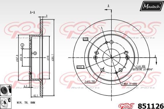 Maxtech 70160105 - Комплект направляющей гильзы, тормозной поршень autospares.lv