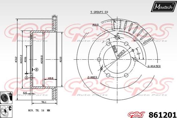 Maxtech 70160116 - Комплект направляющей гильзы, тормозной поршень autospares.lv