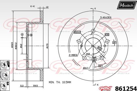 Maxtech 70160118 - Комплект направляющей гильзы, тормозной поршень autospares.lv