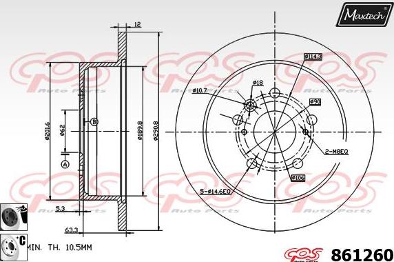 Maxtech 70160132 - Комплект направляющей гильзы, тормозной поршень autospares.lv