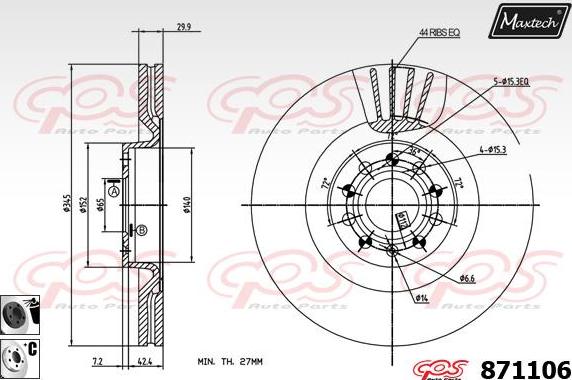 Maxtech 70180450 - Прокладка, поршень корпуса скобы тормоза autospares.lv