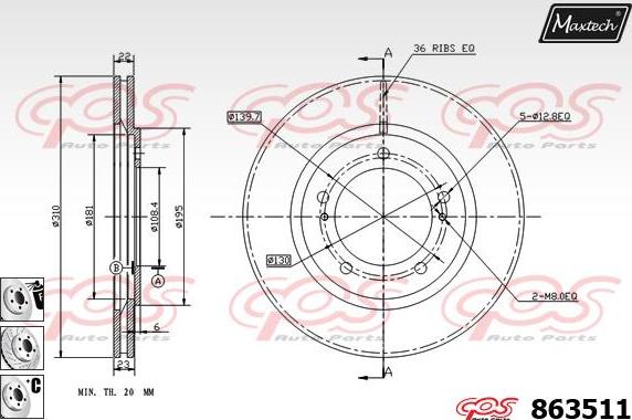 Maxtech 72960019 - Поршень, корпус скобы тормоза autospares.lv