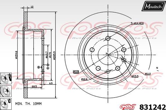 Maxtech 71810092 - Направляющий болт, корпус скобы тормоза autospares.lv