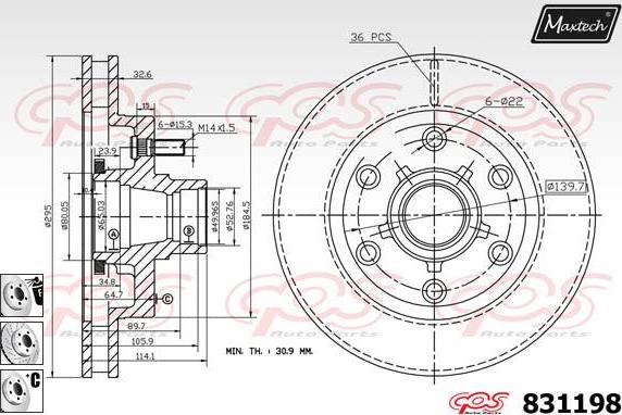 Maxtech 827014 - Тормозной диск autospares.lv