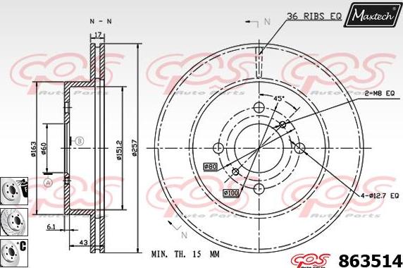 Maxtech 70180104 - Прокладка, поршень корпуса скобы тормоза autospares.lv