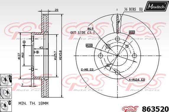 Maxtech 72938025 - Поршень, корпус скобы тормоза autospares.lv