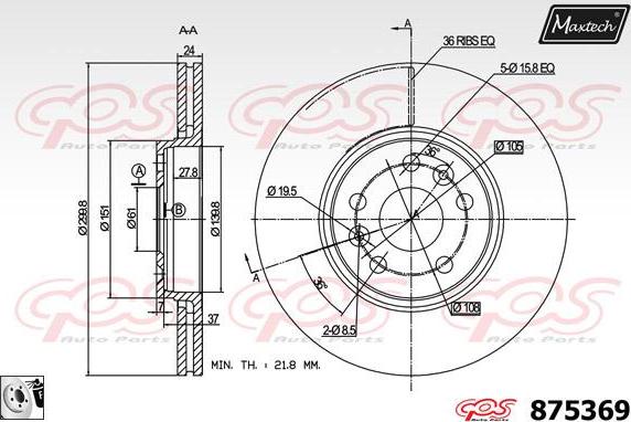 Maxtech 70180340 - Прокладка, поршень корпуса скобы тормоза autospares.lv