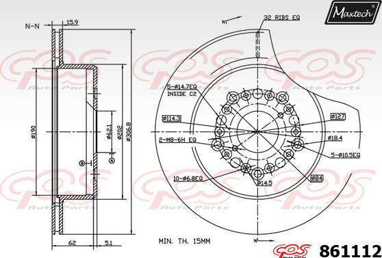 Maxtech 70180342 - Прокладка, поршень корпуса скобы тормоза autospares.lv