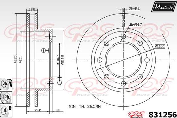 Maxtech 881222 - Тормозной диск autospares.lv