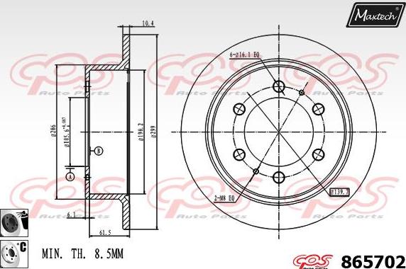 Maxtech 70180385 - Прокладка, поршень корпуса скобы тормоза autospares.lv