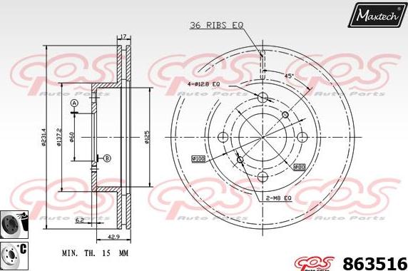 Maxtech 70180386 - Прокладка, поршень корпуса скобы тормоза autospares.lv