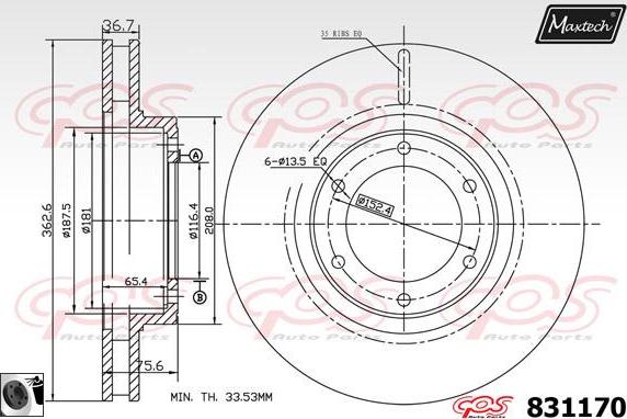 Maxtech 70180333 - Прокладка, поршень корпуса скобы тормоза autospares.lv