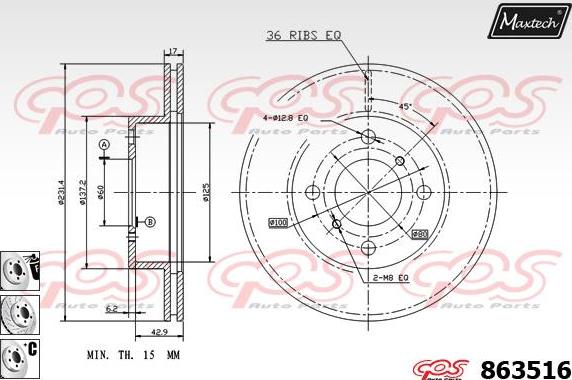 Maxtech 72960034 - Поршень, корпус скобы тормоза autospares.lv