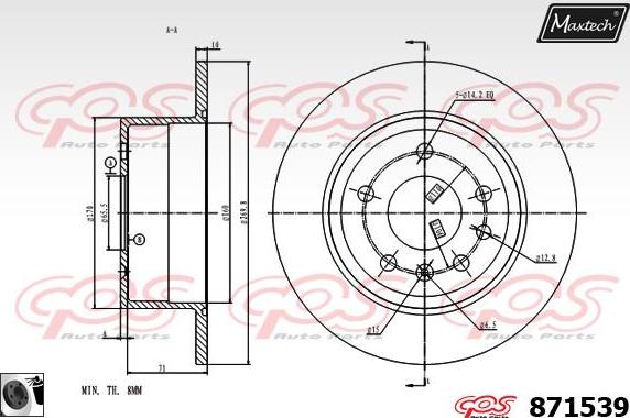 Maxtech 70180370 - Прокладка, поршень корпуса скобы тормоза autospares.lv