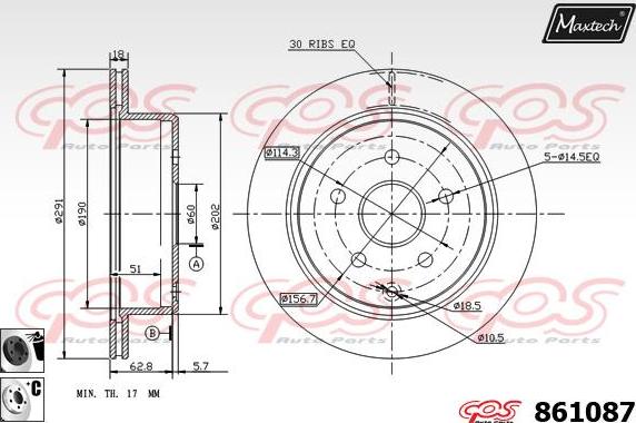 Maxtech 70180293 - Прокладка, поршень корпуса скобы тормоза autospares.lv