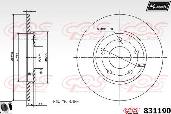 Maxtech 70180206 - Прокладка, поршень корпуса скобы тормоза autospares.lv