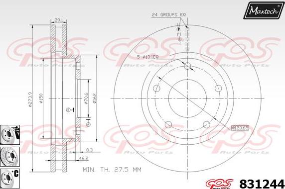 Maxtech 827025 - Тормозной диск autospares.lv