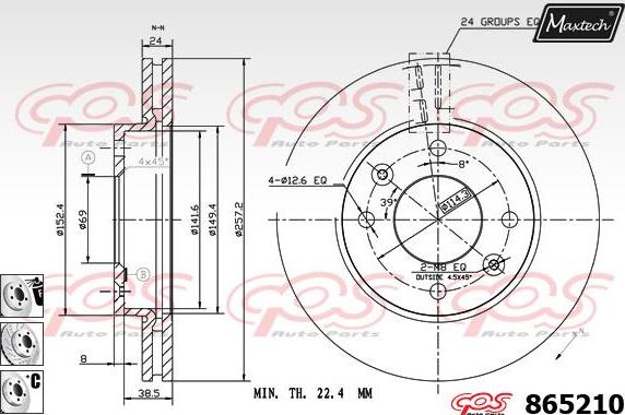 Maxtech 861034 - Тормозной диск autospares.lv