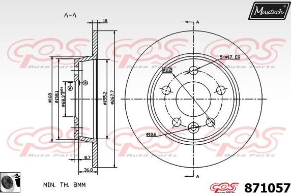 Maxtech 70200508 - Ремкомплект, тормозной суппорт autospares.lv