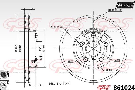 Maxtech 70200036 - Ремкомплект, тормозной суппорт autospares.lv