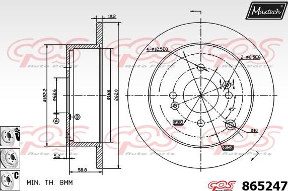 Maxtech 70200155 - Ремкомплект, тормозной суппорт autospares.lv