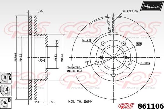 Maxtech 70200115 - Ремкомплект, тормозной суппорт autospares.lv