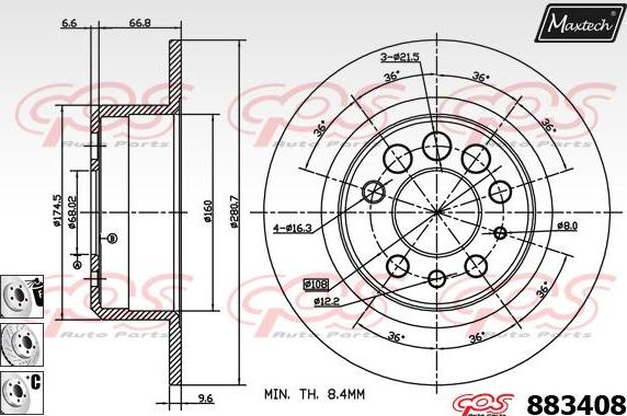 Maxtech 873090 - Тормозной диск autospares.lv