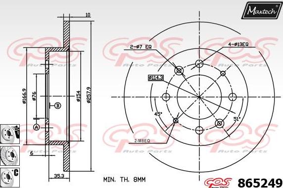 Maxtech 70200801 - Ремкомплект, тормозной суппорт autospares.lv