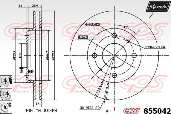 Maxtech 873038 - Тормозной диск autospares.lv