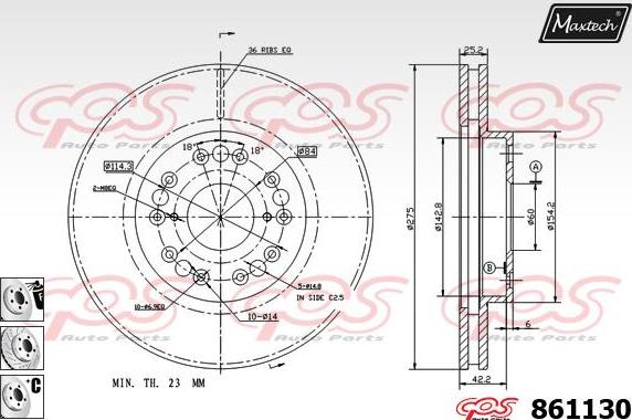 Maxtech 873060 - Тормозной диск autospares.lv