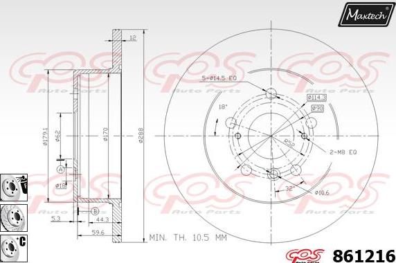 Maxtech 71810090 - Направляющий болт, корпус скобы тормоза autospares.lv