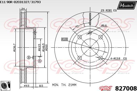 Maxtech 71810093 - Направляющий болт, корпус скобы тормоза autospares.lv