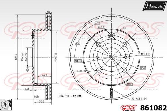 Maxtech 71810055 - Направляющий болт, корпус скобы тормоза autospares.lv