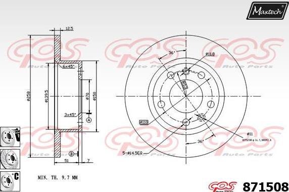 Maxtech 71810068 - Направляющий болт, корпус скобы тормоза autospares.lv