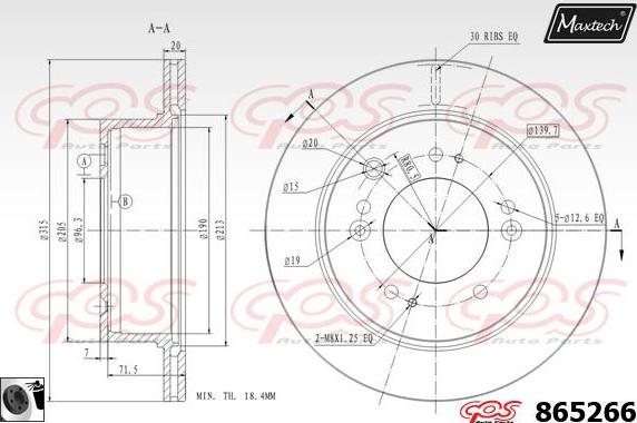 Maxtech 71810080 - Направляющий болт, корпус скобы тормоза autospares.lv