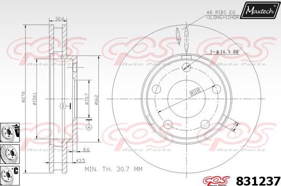 Maxtech 827041 - Тормозной диск autospares.lv