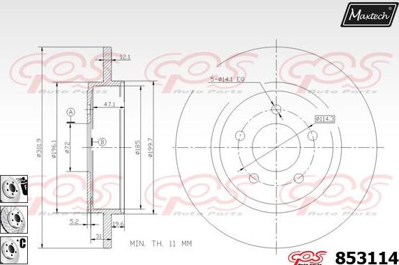 Maxtech 865271 - Тормозной диск autospares.lv