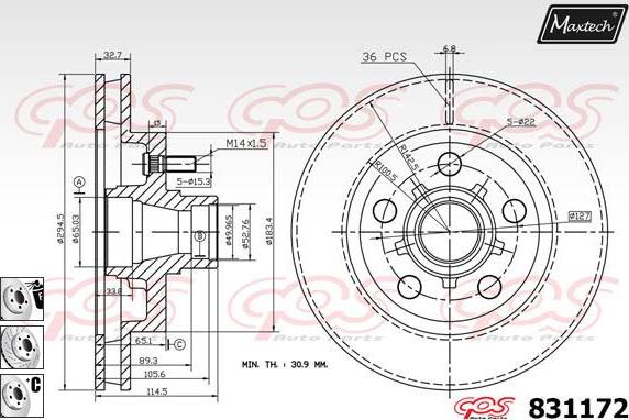 Maxtech 811241 - Тормозной диск autospares.lv