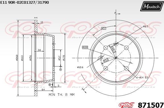 Maxtech 71810167 - Направляющий болт, корпус скобы тормоза autospares.lv