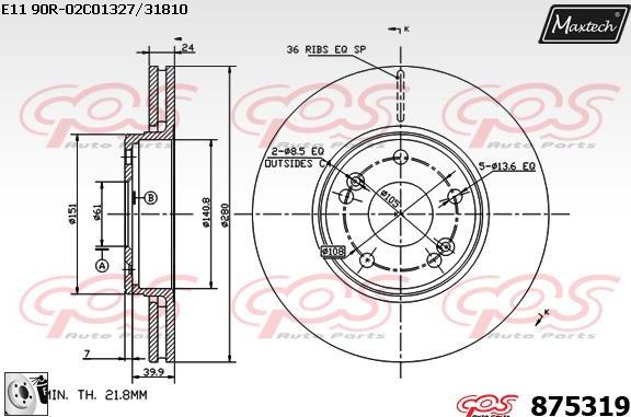 Maxtech 71810103 - Направляющий болт, корпус скобы тормоза autospares.lv