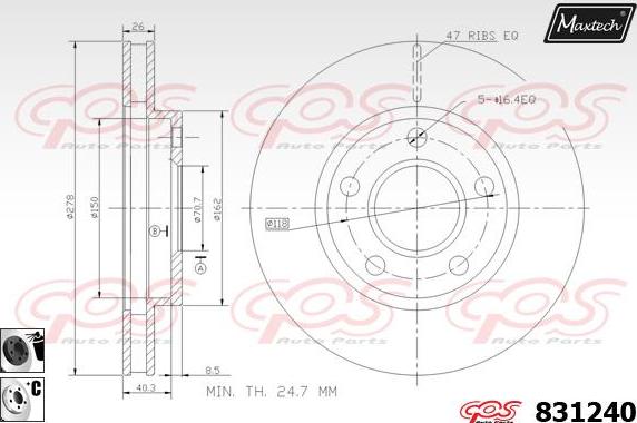 Maxtech 71810110 - Направляющий болт, корпус скобы тормоза autospares.lv