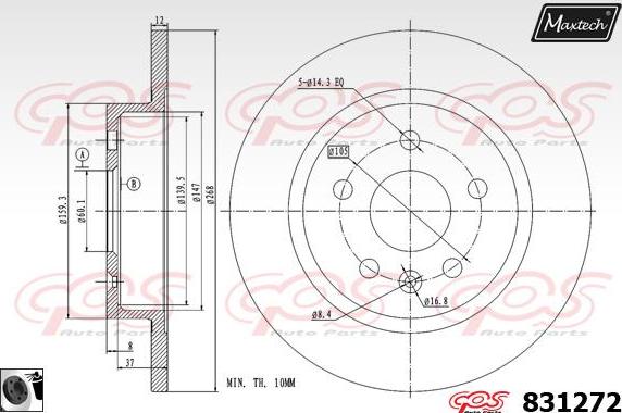 Maxtech 71810184 - Направляющий болт, корпус скобы тормоза autospares.lv