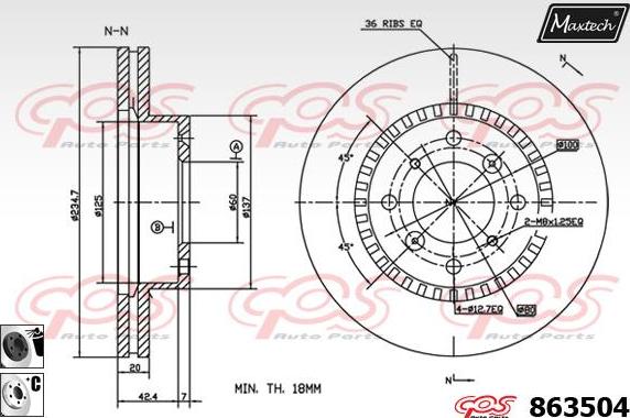 Maxtech 71810183 - Направляющий болт, корпус скобы тормоза autospares.lv