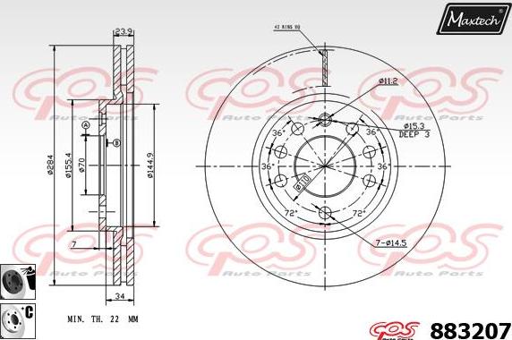 Maxtech 71810241 - Направляющий болт, корпус скобы тормоза autospares.lv