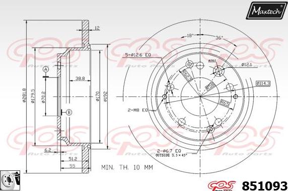 Maxtech 71810206 - Направляющий болт, корпус скобы тормоза autospares.lv