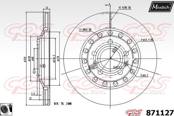 Maxtech 71810274 - Направляющий болт, корпус скобы тормоза autospares.lv